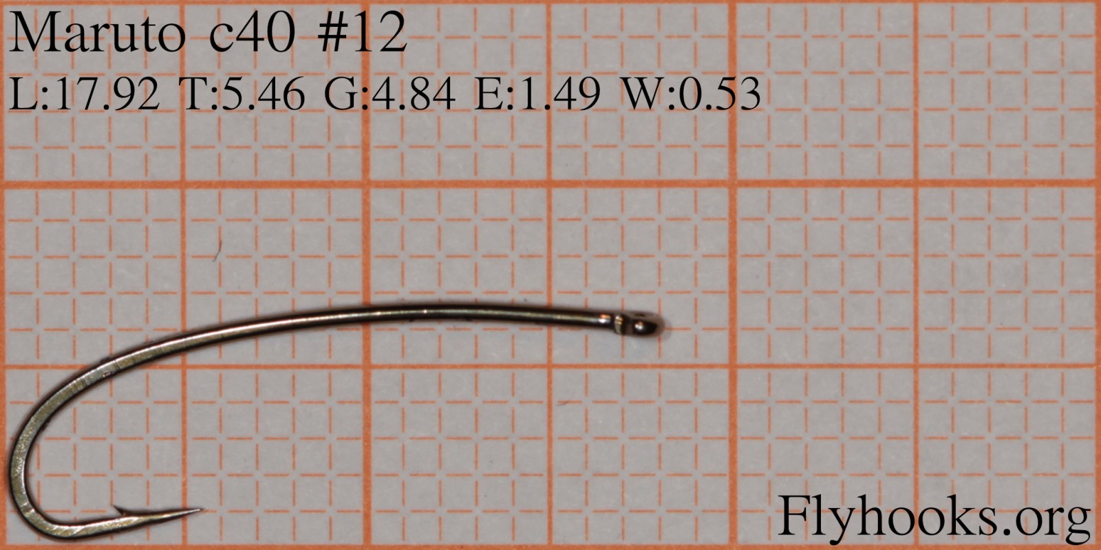 Maruto c40 Fly Hooks Curves Long Shank for nymphs or similar in 9 Sizes